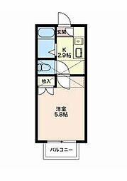 コーポラスソーシャル 1Kの間取図画像