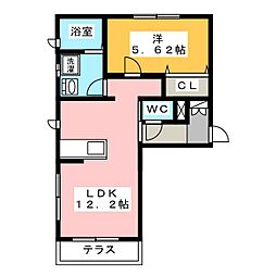 シャトー　ミユ 2階1LDKの間取り