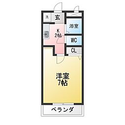 プレイース砂川 1Kの間取図画像
