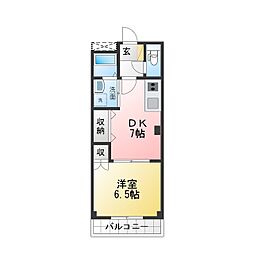 ローズガーデン青山 1DKの間取図画像