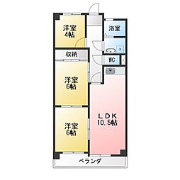 第三ハイツ聖 3LDKの間取図画像