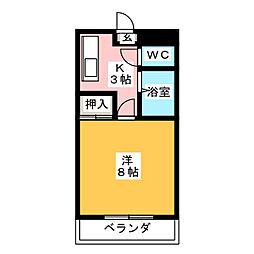 グリンゲイブル 1Kの間取図画像