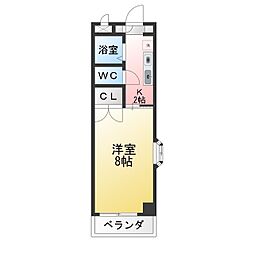 第2ハイツ竹長 1Kの間取図画像