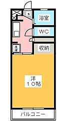 アルカサール 1Kの間取図画像