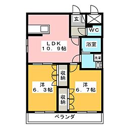 スクエアファミリー 2LDKの間取図画像