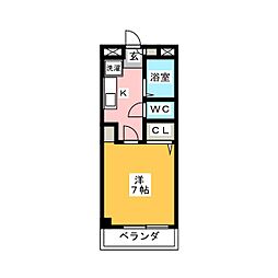 プレイース砂川 1Kの間取図画像