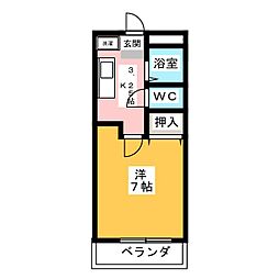 エスポワールKIYO 1Kの間取図画像