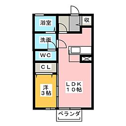 グリーンヴィラ 1LDKの間取図画像