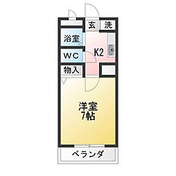 プレイース砂川 1Kの間取図画像