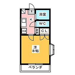 コーポフォレスト 1Kの間取図画像