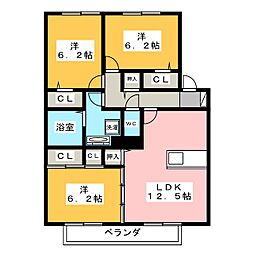 プランドールA 3LDKの間取図画像