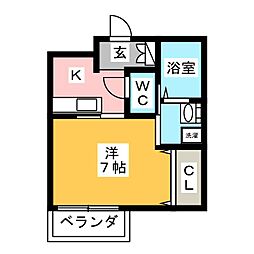 ダイヤモンドヒルズ新川 1Kの間取図画像