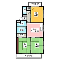 高山マンション 3DKの間取図画像