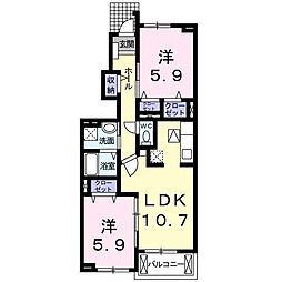 ベルカーサ 2LDKの間取図画像
