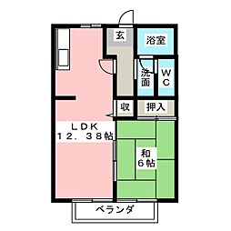 アミティエ・ヒロ 1LDKの間取図画像