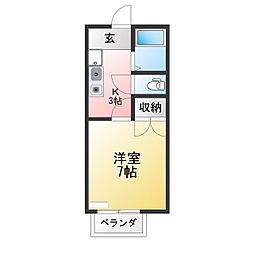 グレースヒルA 1Kの間取図画像