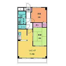 プリミエール大留 2LDKの間取図画像