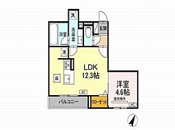 K Front 1LDKの間取図画像