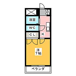 パークサイドシロヤマ 1Kの間取図画像