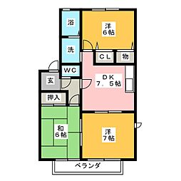 コージィー・コートB 3DKの間取図画像