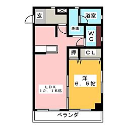 パークメゾン乙輪 1LDKの間取図画像