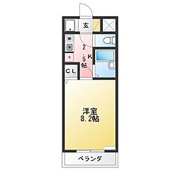 エンジェルベガ 1Kの間取図画像