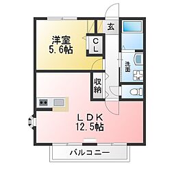 サン・フレンズベル・ウッドA 1LDKの間取図画像