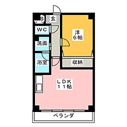 ガーデンベル 1LDKの間取図画像