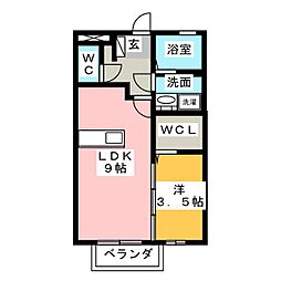 ハイツグランシャリオA 1LDKの間取図画像