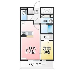 ウィング春日井 1LDKの間取図画像
