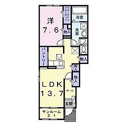 フィエルテ 2階1LDKの間取り