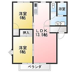 ジュネスシャトーA 2LDKの間取図画像
