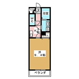 アンプルール　ブワ　エトワル 2階1Kの間取り