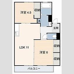 バロン幸定野 3DKの間取図画像
