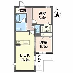 新築シャーメゾン刈谷 2階2LDKの間取り