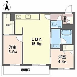 新築シャーメゾン刈谷 1階2LDKの間取り