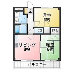 アローコーポ76 2DKの間取図画像