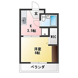 グレース21 1Kの間取図画像