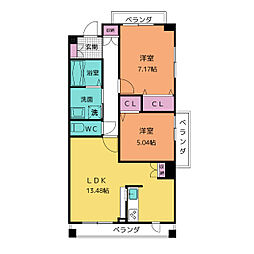 パークホームズ刈谷サザンゲートウエスト 2LDKの間取図画像