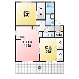 ベルツリー 2LDKの間取図画像