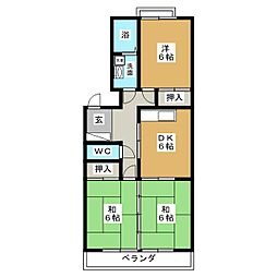 リヴァージュ高浜2 3DKの間取図画像
