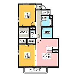 サニーソフィアA 2LDKの間取図画像