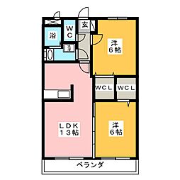 サンパティーク呉竹 2LDKの間取図画像