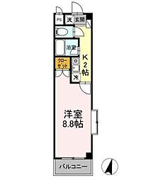 タイムD2 1Kの間取図画像