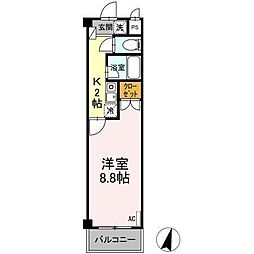 タイムD2 1Kの間取図画像