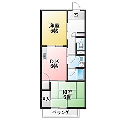 サープラスサカイB 2DKの間取図画像