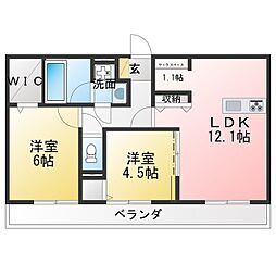 新築N.hf 2LDKの間取図画像