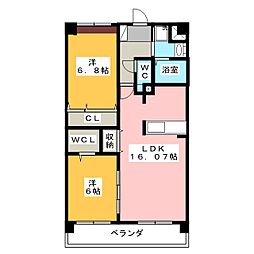 ミモザ 2LDKの間取図画像