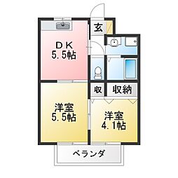 コートエンジェル 2DKの間取図画像