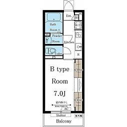 FERIO若松 1Kの間取図画像